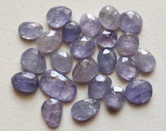 Natuurlijke tanzaniet cabochons met roosgeslepen afwerking, 8-9 mm, platte achterkant, blauwe losse edelstenen voor het maken van sieraden (opties van 5 tot 10 stuks)