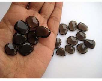 11-13mm Smoky Quartz Rose Cut Flat Back Cabochon, Smoky Quartz Faceted Cabochons For Jewelry, Smoky Quartz Gems (5Pcs To 10Pcs Options)