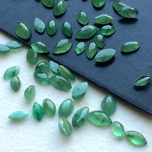 1.5x3-3x5mm Emerald Marquise Cabochons, Natural Emerald Plain Marquise Flat Back Cabochons For Jewelry (1Ct To 10Ct Options) - AUSPH14