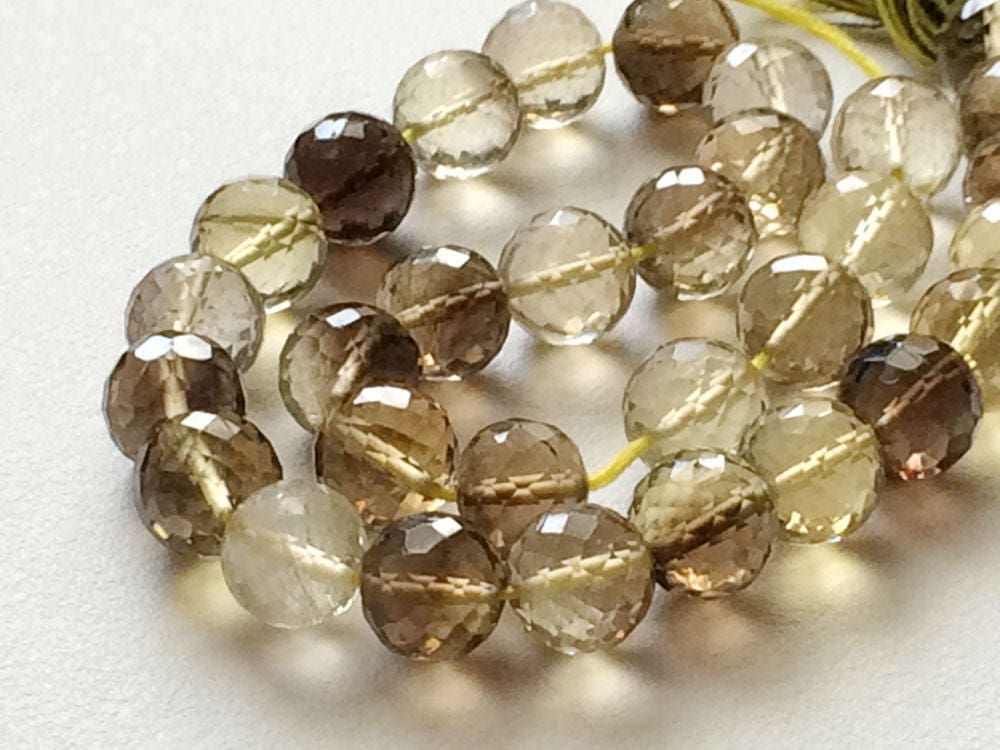 8.5mm Bio Lemon Quartz Beads, Shaded Lemon Quartz Micro