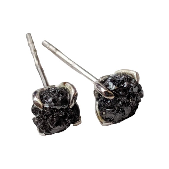 5mm Black Raw Diamond Studs 2 Pcs Matched Pair Black Rough Diamond Studs 925 Sterling Silver Raw Diamond Earrings Prong Setting PPD566 Etsy UK