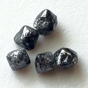 5-6mm Black Raw Diamond Crystal, Natural Rough Diamond, Uncut Diamond, Loose Diamond Crystal, Diamond Octahedron For Jewelry (1Pc To 2Pcs)