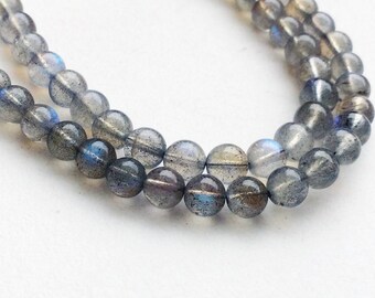 6-6.5mm Labradorite Plain Beads, Labradorite Plain Round Balls, Blue Fire Gemstone, Labradorite Balls For Jewelry , 8 Inch, 33 Pcs - KRS216