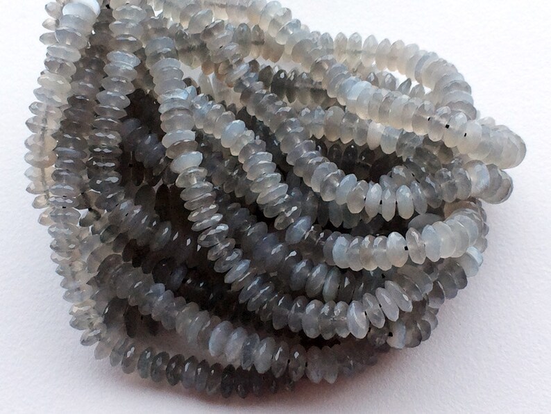 Grey Moonstone German Cut Beads Grey Moonstone Necklace 8 Inch Strand Grey Gemstone Beads 6mm To 11mm Moonstone
