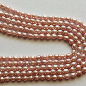 7x6mm Rose Pink Color Natural Pearls, Natural Fresh Water Rice Pearls, Pearls For Jewelry, 25 Pieces Pink Pearls image 5