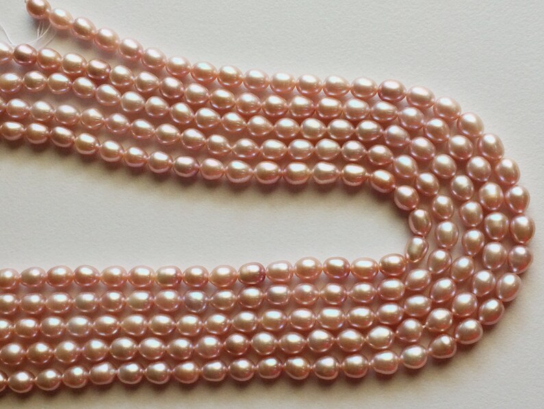 7x6mm Rose Pink Color Natural Pearls, Natural Fresh Water Rice Pearls, Pearls For Jewelry, 25 Pieces Pink Pearls image 5