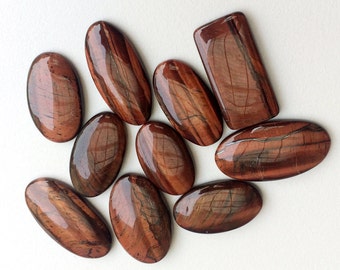 Cabochon di diaspro enormi da 30-42 mm, cabochon ovali e rettangolari con retro piatto, 10 pezzi di pietra preziosa di diaspro sfusa per gioielli - KS3203