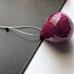 16.5x14mm Ruby Drilled Drop, Faceted Ruby Glass Filled Tear Drop Bead, Side Drill Ruby Drops For Jewelry-APH76