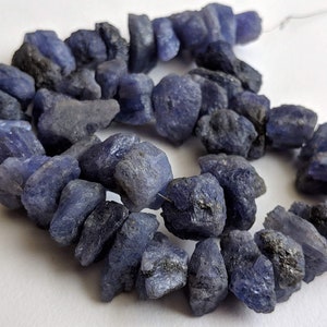 13-20mm Raw Tanzanite Stones, Natural Loose Raw Gemstone, Tanzanite Rough Bead, Tanzanite Nuggets For Jewelry (6.5IN To 13IN Options)- PDG79
