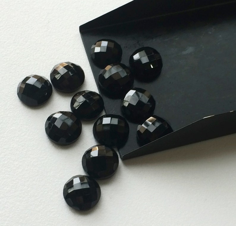 Onyx RoseCut Gemstones 20 Pieces 5mm Each Black Onyx Round Gems Black Onyx Flat Back Black Onyx Cabochon