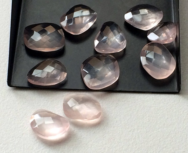 Rose Quartz Rose Cut Faceted Rose Cut Gemstones 12mm To 14mm 10 Pieces Rose Quartz