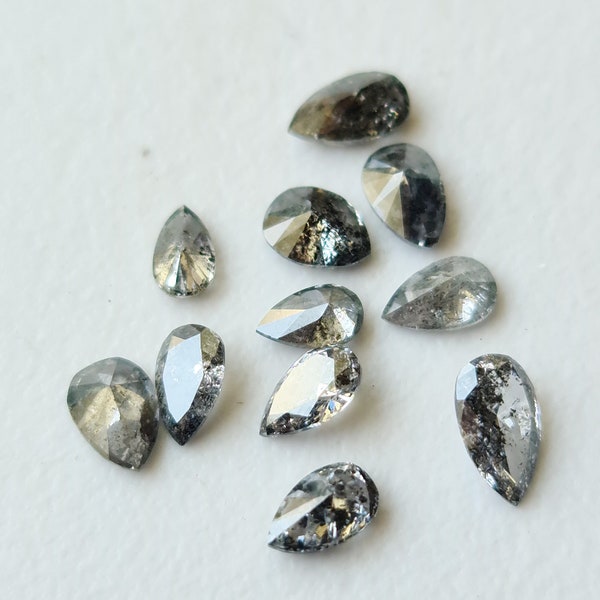 Salt And Pepper Diamond, CONFLICT FREE 3.3x2 mm, Pear Brilliant Cut Faceted Clear Black Diamond For Jewelry-PPHK20