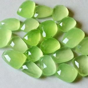 17-20mm Apple Green Chalcedony Cabochons, Green Chalcedony Rose Cut Flat Back Cabochons For Jewelry, Apple Cabochon 5Pcs To 10Pcs Options image 3