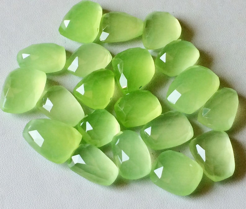 17-20mm Apple Green Chalcedony Cabochons, Green Chalcedony Rose Cut Flat Back Cabochons For Jewelry, Apple Cabochon 5Pcs To 10Pcs Options image 3