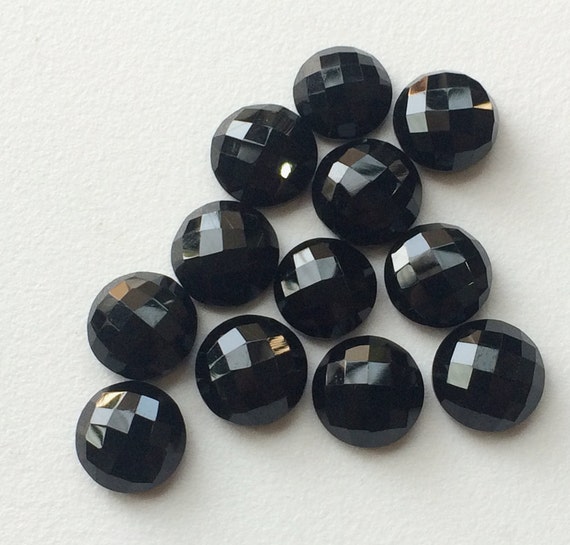 RoseCut Gemstones Black Onyx Cabochon 17x20mm To 13x13mm Flat Cabochons Fancy Cut Cabochons Black Onyx Ring 10 Pieces