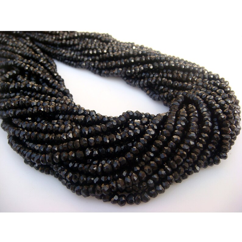 3mm 14 Inch Strand Black Spinel 3mm Micro Faceted Rondelles