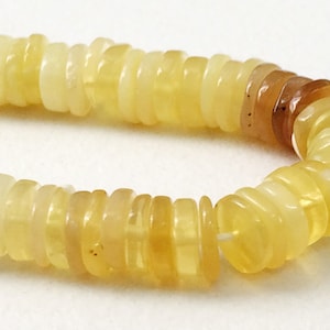 6mm Yellow Opal Beads, Yellow Opal Plain Tyre Beads, Yellow Opal Spacer Beads, 8 Inch Yellow Opal Tyre Beads For Jewelry - AGP188