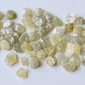 4.5-5.5mm Flat Light Yellow Raw Diamond Slice, 5 Pcs Loose Diamond, Yellow Rough Uncut Diamond Perfect for Bezel and Prong Setting - PDD53