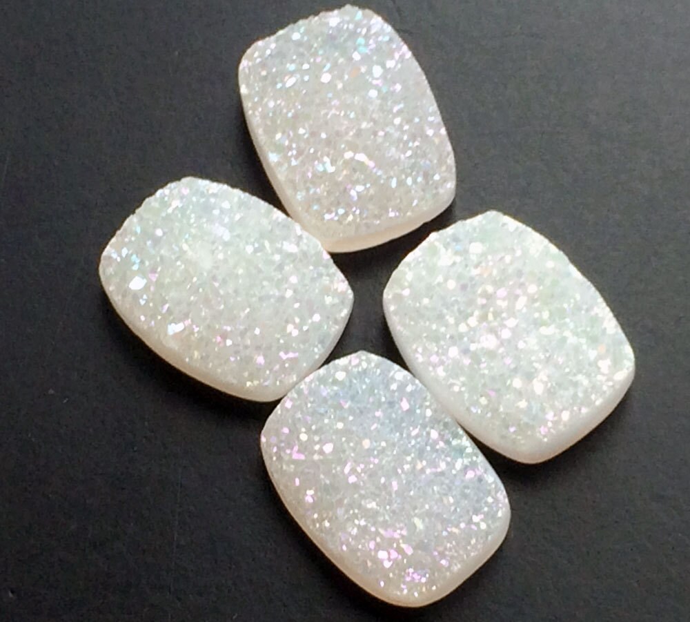 16x12mm White Rectangle Druzy Titanium White Druzy Matched Etsy