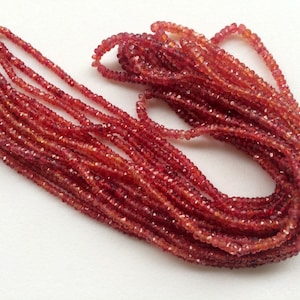 2.5-3mm Red Sapphire Faceted Rondelle Beads, Natural Red Sapphire Beads, Red Sapphire For Jewelry (4IN To 16IN Options)-AGA34
