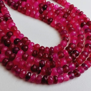 5.5-6mm Pink Chalcedony Faceted Rondelle Beads, Shaded Pink Chalcedony Beads, 13 Inch Pink Chalcedony For Necklace (6.5IN To 13IN Options)