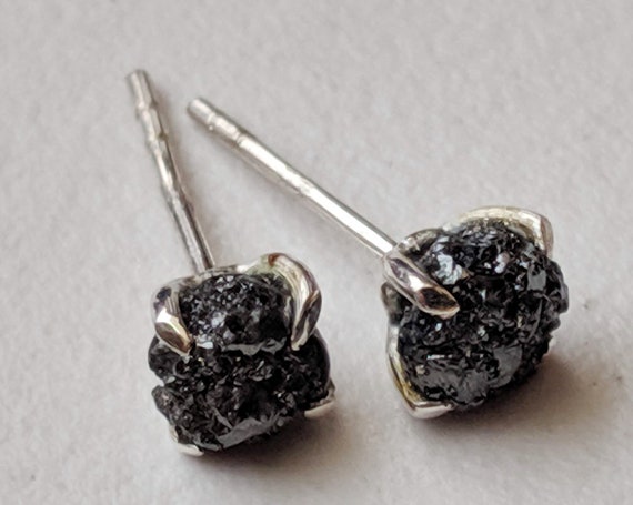 Raw black diamond earrings deals