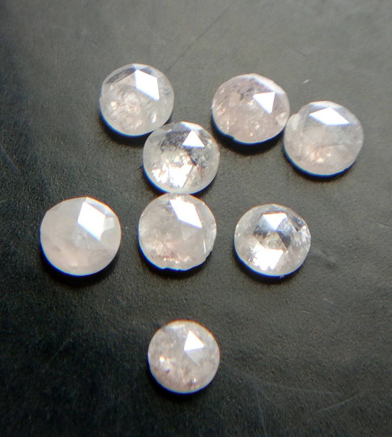 9 Pcs 2.9-2.4mm White Rose Cut Diamond DDP186 Rough Raw Diamond Loose Faceted Diamond Rare Natural White Luster Diamond Cabochon