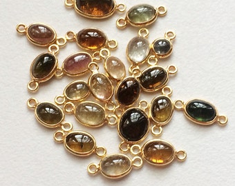 10-16 mm Multi Turmalin Lünette Verbinder, 925 Silber Gold Plolish Verbinder, Turmalin Lünette, Suche nach Charme (5 bis 10 Stück Optionen)