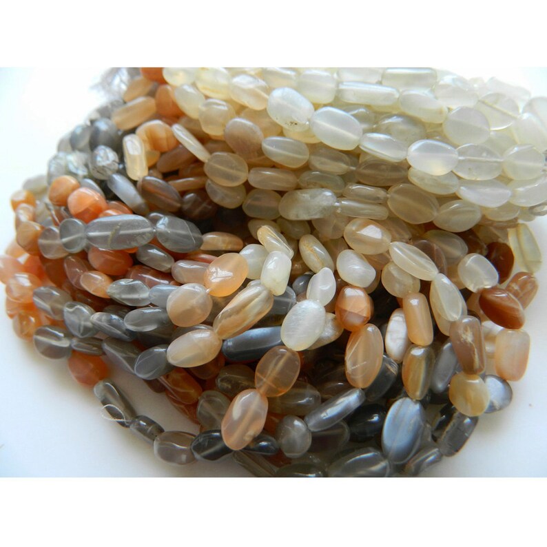 Wholesale Gemstones WHOLESALE 5 Strands Multi Moonstone Beads Gemstone Beads 14 Inch Strands 7x10mm Each Oval Beads