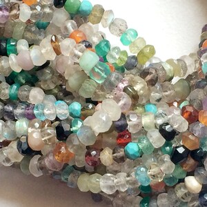 4mm Multi Gemstone Faceted Rondelle Beads, Multi Gemstone Faceted Beads, 13 Inch Multi Gemstone Strand For Jewelry 1ST To 5ST Options image 5