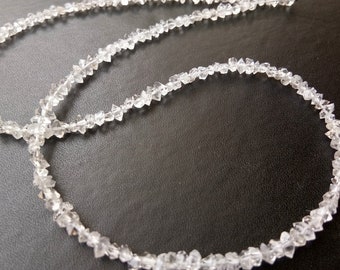 3.5-5mm Clear White Herkimer Diamond Quartz Beads, Center Drilled Clear Raw Herkimer Diamond Quartz Nuggets (8IN To 16IN Options) - PDG8