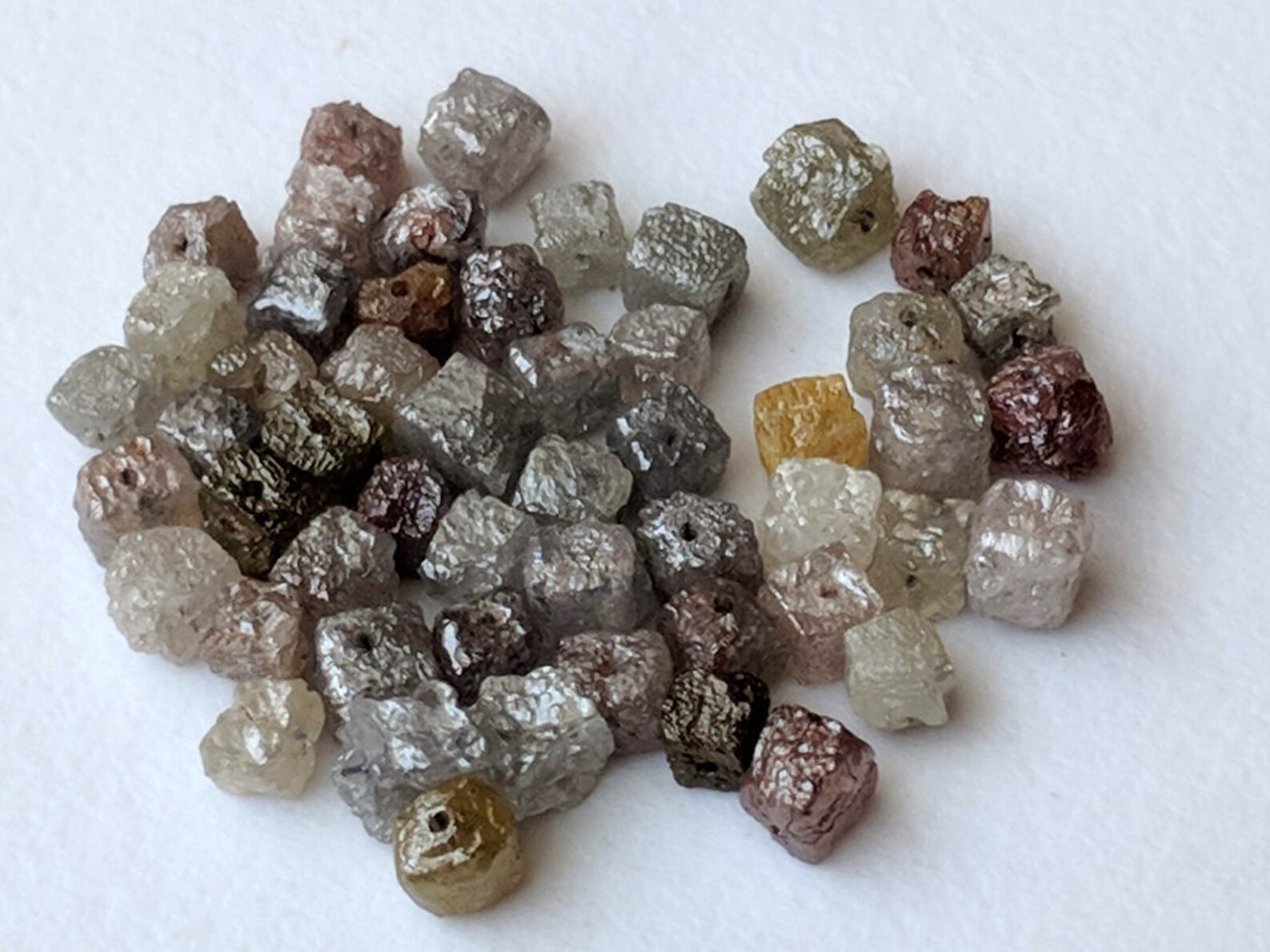 2.5-3mm Multi Color Rough Diamond Cube, Drilled Natural Multi Diamond ...