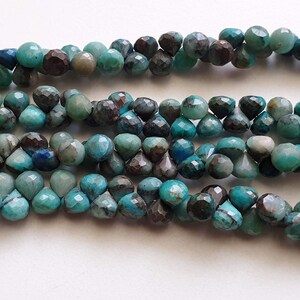 7.5mm Chrysocolla Faceted Onion Beads, Chrysocolla Beads, Faceted Onion Briolette Beads for Jewelry (4IN To 8IN Options) - AAG47
