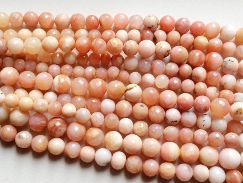 Pink Opal Beads Pink Opal Necklace Opal Faceted Rondelle Beads 15 Pcs Peruvian Pink Opal Round Beads 7mm 9mm