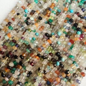4mm Multi Gemstone Faceted Rondelle Beads, Multi Gemstone Faceted Beads, 13 Inch Multi Gemstone Strand For Jewelry 1ST To 5ST Options image 2