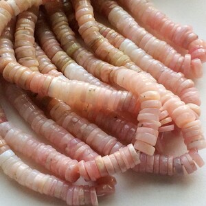 7.5-8.5mm Pink Opal Spacer Plain Beads, Shaded Pink Opal Beads, Pink Opal For Necklace (8IN To 16IN Strands) - GOD3115