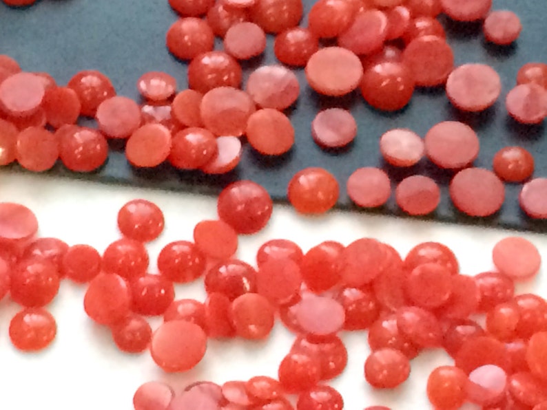 Original Natural Coral Cabochons - PGA401 2-3mm Italian Coral Round Flat Back Cabochons Italy Coral For Jewelry 1Ct To 10Ct Options