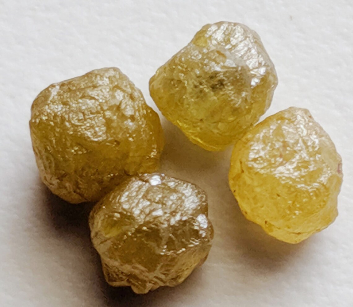 5.3x5.4mm Raw Yellow Diamond Crystal Loose Coated Yellow | Etsy