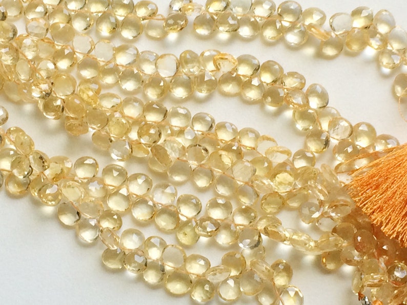 7.5mm Citrine Faceted Heart Briolettes, Citrine Heart Beads, Natural Citrine for Jewelry 12Pcs To 48Pcs Options AGA111 image 3