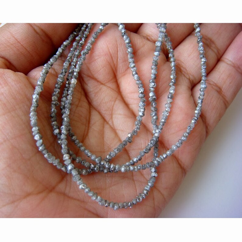 Raw Diamonds Conflict Free Diamond Rough Diamonds Natural Rondelle Beads 8 Inch Half Strand 1.5mm To 3mm Beads Grey Diamond Beads
