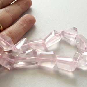 10x10mm To 13x11mm Rose Quartz Faceted Nuggets, Rose Quartz, Rose Quartz For Jewelry, Rose Quartz Step Cut Tumbles (8In To 16In Strand)