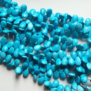 8x12mm Chinese Turquoise Faceted Pear Beads,  Turquoise Pear Briolettes For Jewelry, Turquose Faceted Beads (4.5IN To 9IN Options)