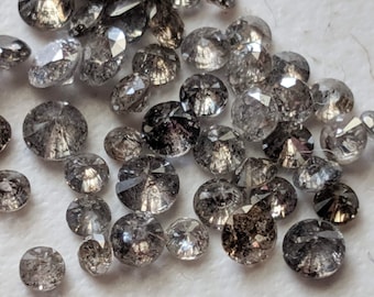 Salt And Pepper Diamond, NATURAL 2-2.5mm, Solitaire Shaped Diamond, Round Cut Brilliant Cut Clear Black Diamond (10 Pcs To 20 Pcs)-PPD506