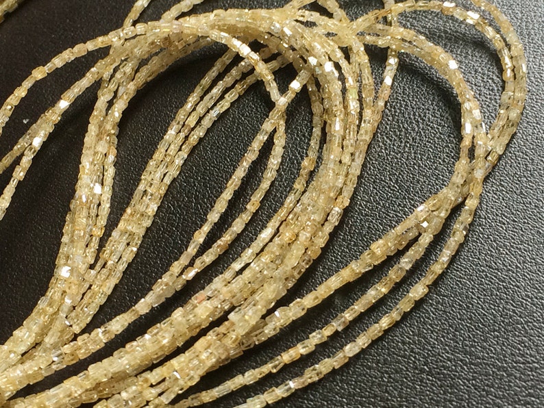 Diamond Beads 2 Inch Light Yellow Sparkling Diamonds Yellow Faceted Diamond Fancy CubeBox Beads DSA131 Raw Diamonds 1.5mm