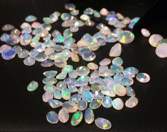 3x4mm - 6x8mm Pierres taillées ovales en opale Welo éthiopienne, pierres à facettes en opale de feu, opale éthiopienne de feu naturelle pour bijoux (option 5 à 10 pièces)