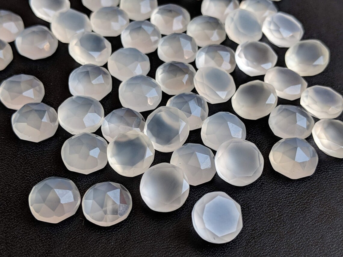 8.5mm White Chalcedony Rose Cut Round Cabochon Natural White - Etsy