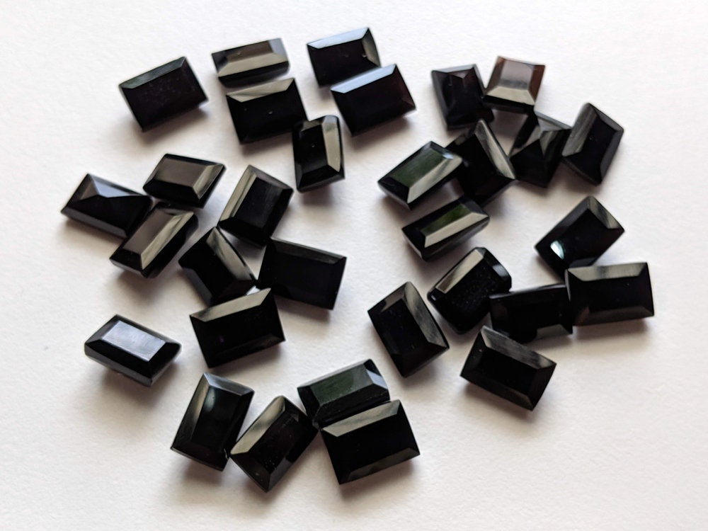 8x12mm Black Onyx Emerald Cut Black Onyx Cutstones Natural Etsy