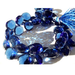 Briolette a cuore micro sfaccettato con quarzo idro blu reale da 11x11 mm, perline idro blu per gioielli, cuori di quarzo idro blu opzione da 20 a 40 pezzi immagine 3