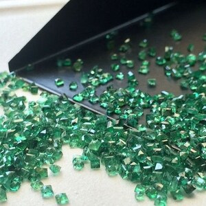 1-2mm  Emerald Princess Cut, Calibrated Emerald Square Cut Stones, Original Emerald, Emerald Princess Gemstone (1Ct To 10Ct Option) - PG0165