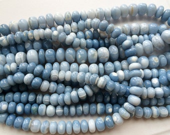 8mm Opal, Blue Opal Beads, Blue Opal Plain Rondelle Beads, Blue Opal For Necklace, , 68 Pieces, 14 Inch Strand, Blue Opal Gemstone - GODA268